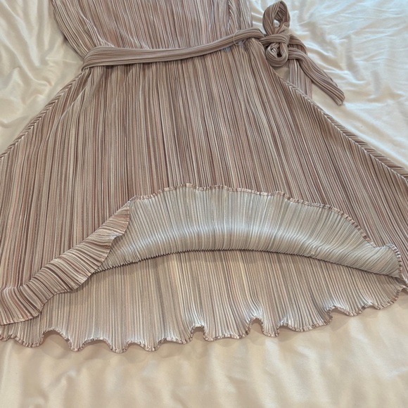 DKNY Pleated Dress in Soft Pink and Cream - Picture 5 of 6